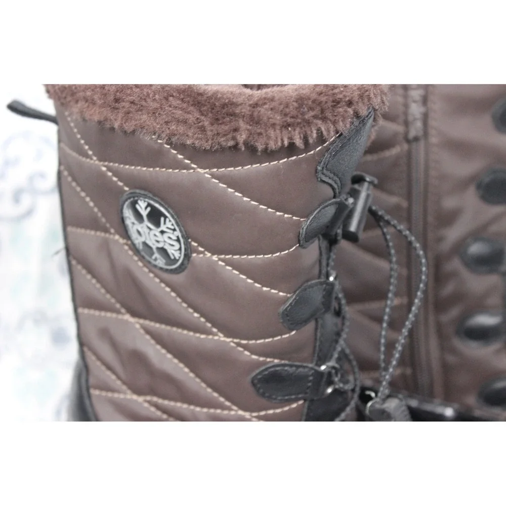 Totes Insulated Quilted Waterproof Winter Boots Women's Size 8‎ Brown Fur Lined